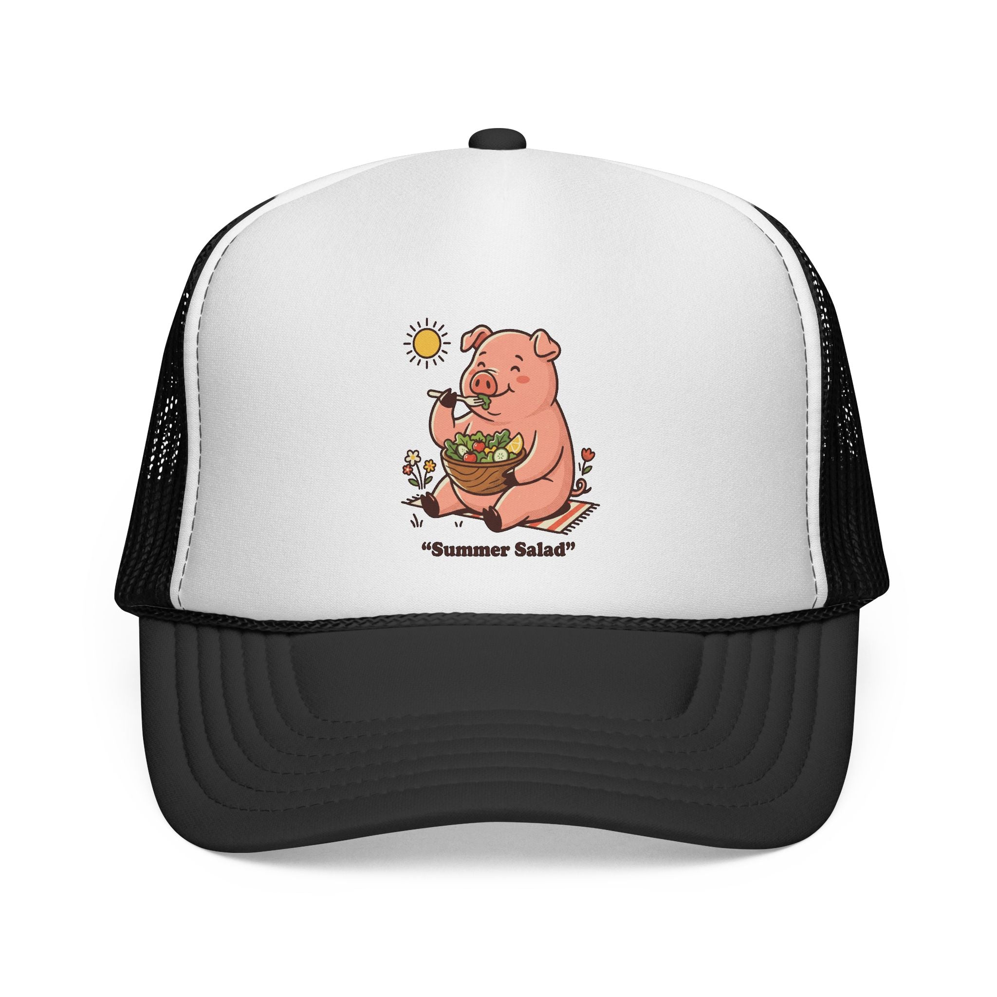 Trucker Cap — Cute Pig Eating Summer Salad